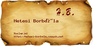 Hetesi Borbála névjegykártya